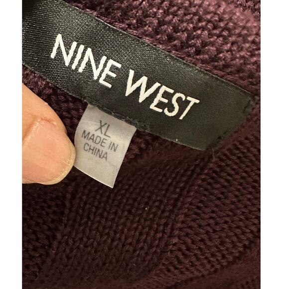 Nine West burgundy 3/4 sleeves cable knit midi dress size XL - Picture 3 of 13